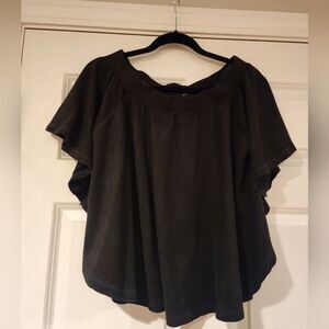 Oliviaceous heavyweight soft black blouse S